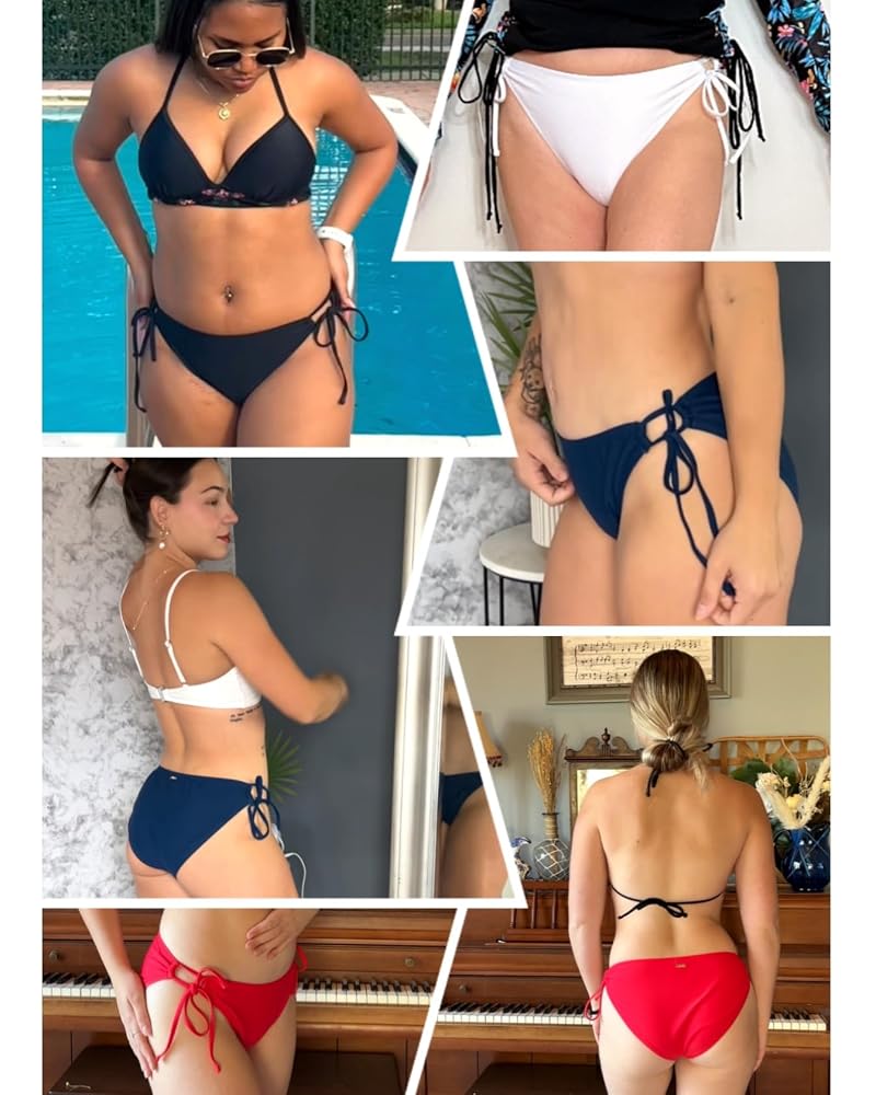 Zmart Brown Medium Side Tie Full-Coverage Bikini Bottoms - High-Leg, Chlorine-Resistant