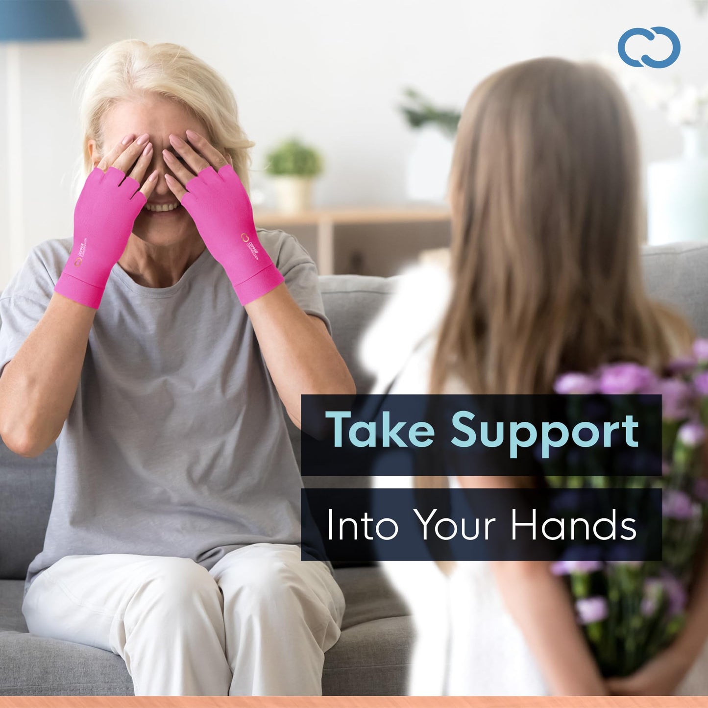 Copper Compression Arthritis Gloves | Fingerless Arthritis Carpal Tunnel Pain Relief for Men & Women | Hand Support Wrist Brace for Neuropathy, Rheumatoid, Tendonitis, Swelling, Crocheting Pink XS