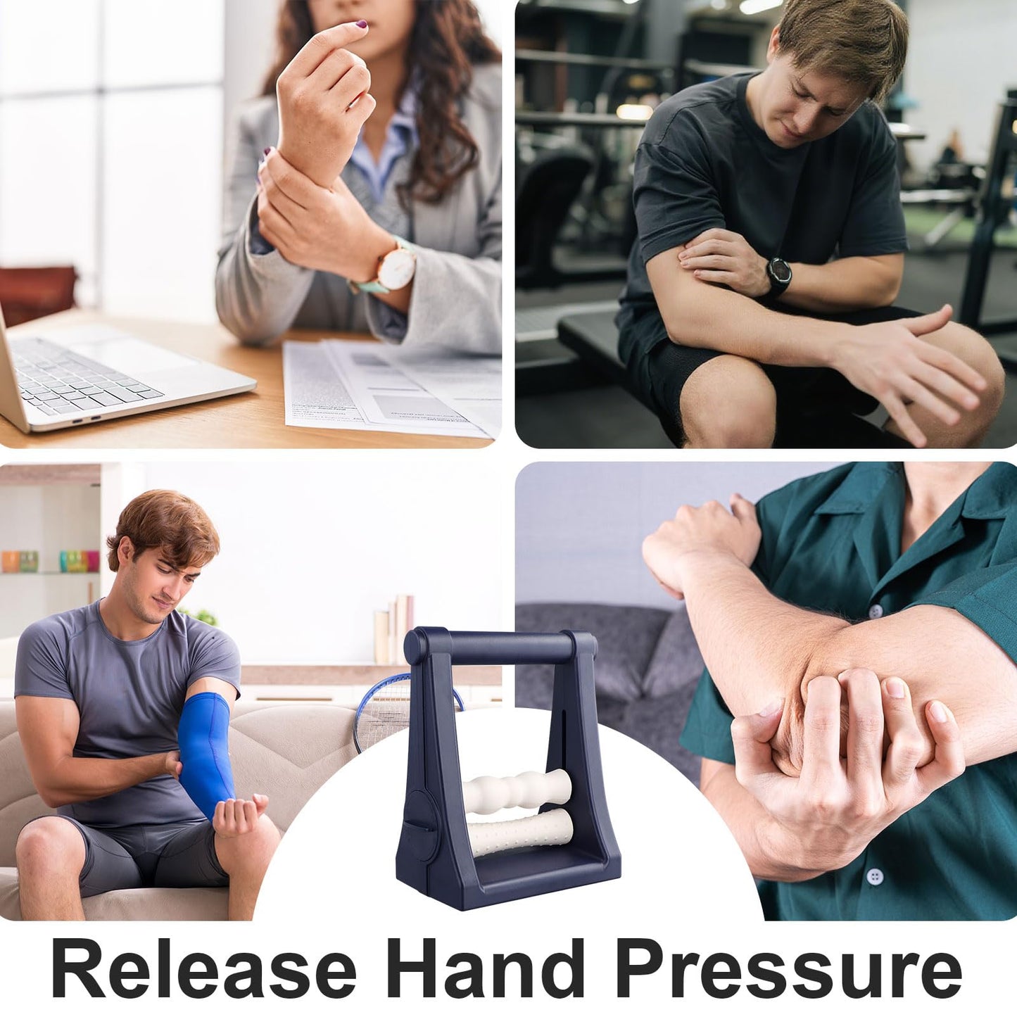 PebblePulse Forearm Massager – Adjustable Pressure Forearm Massager for Tennis Elbow Relief, Self-Massage Roller for Muscle Recovery, Pain Relief, Physical Therapy & Daily Hand Care