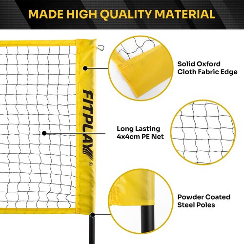 Four Square Volleyball Net Set with Carry Bag,Volleyball & Air Pump - Height Adjustable 4 Way Volleyball Net Set for Backyard, Beach, Easy Assemble Outdoor Volleyball Games for Kids and Adults