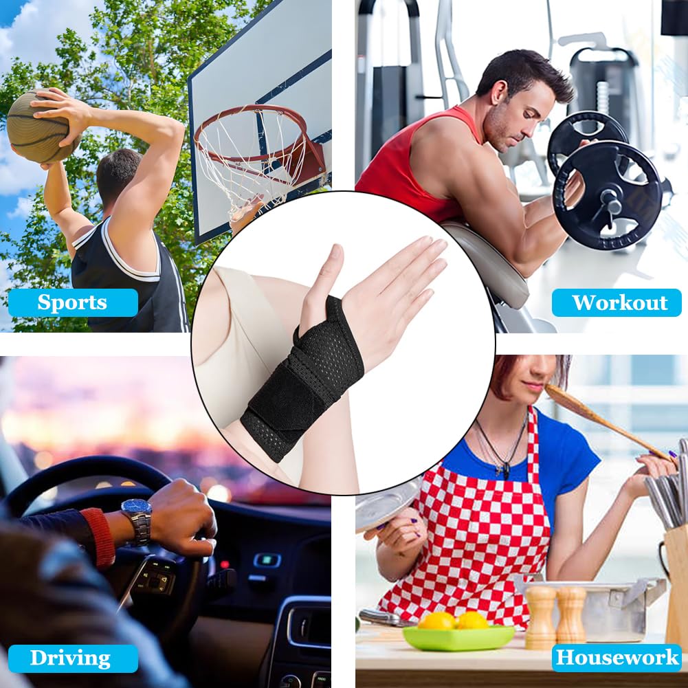 Ultra-Thin Wrist Brace (2Pack), Breathable Mesh Wrist Wraps Support for Tendonitis, Arthritis, Carpal Tunnel Pain Relief, Adjustable Wrist Compression Strap for Workouts & Daily Use, Fits both hands