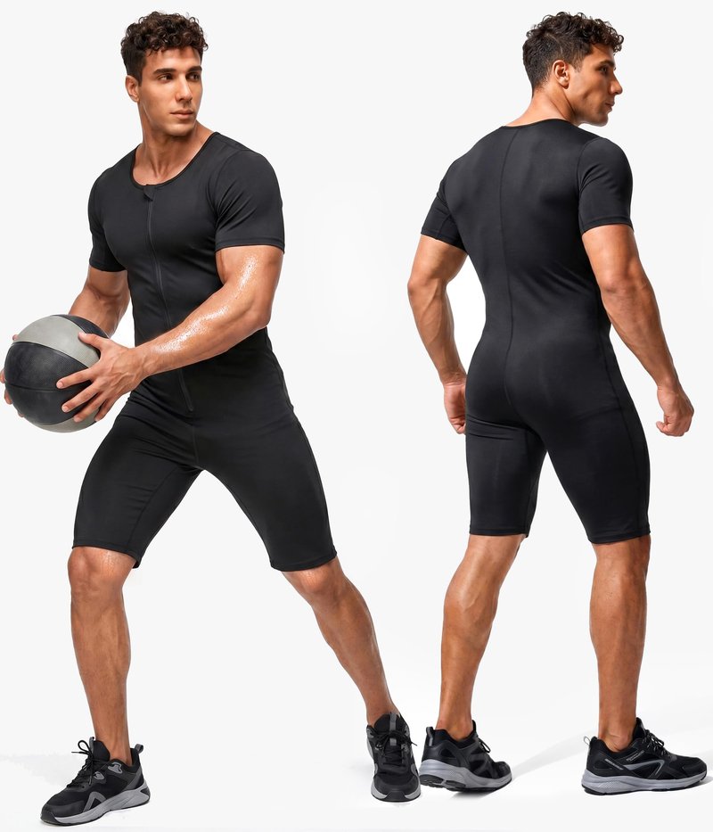 Junlan Sauna Suit for Men Full Body Waist Trainer Sauna Shirt for Working Out(Blue,X-Large)