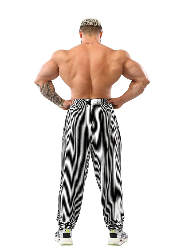Patterned Large Men's Baggy Sweatpants with Pockets - Loose Fit Gym Pants