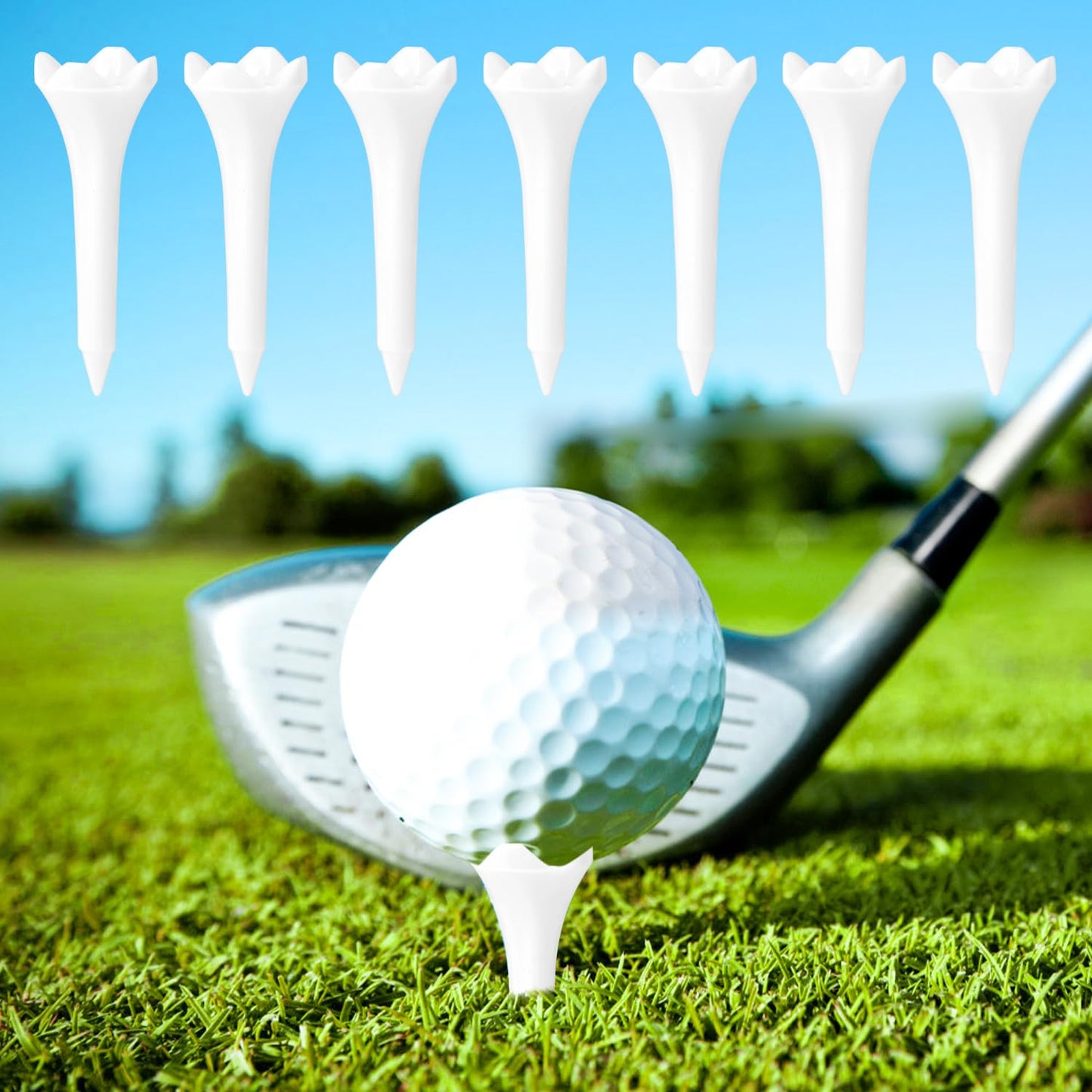 150pcs Plastic Golf Tees, 1 1/2'' Inch 4 Prong High Visibility Practice Golf Mat Tees Flight Low Friction Ideal Path Training Accessories for Irons Par Threes Driving Range Hybrids(White, Short)