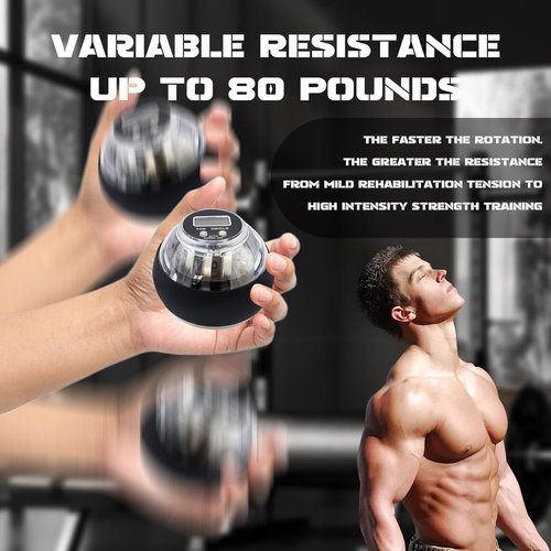 Palashop Curaball Hand Exerciser, 2025 New Curaball Hand Balls, Curaball Torque Ball, Auto-Start Gyroscopic Wrist Exercise Ball with Led Lights (2pcs)