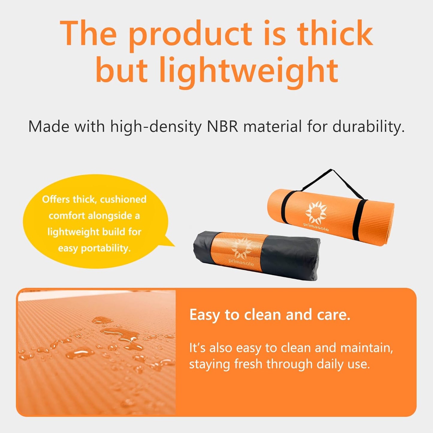1/2-Inch Extra Thick NBR Yoga Mat with Enhanced Stability - Textured Design, Lightweight Mat with Carrying Strap & Case for Yoga, Pilates, Gym & Home Use (Multiple Colors)