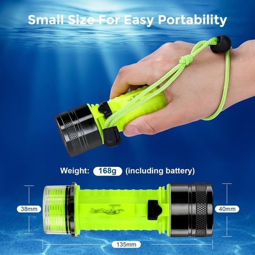 BlueFire Rechargeable Diving Flashlight, 1500 Lumen Scuba Diving Light, 3 Modes Underwater IPX8 Waterproof LED Flashlight,Night Dive Torch Submersible Light for Outdoor Under Water Sports (2 Pack)