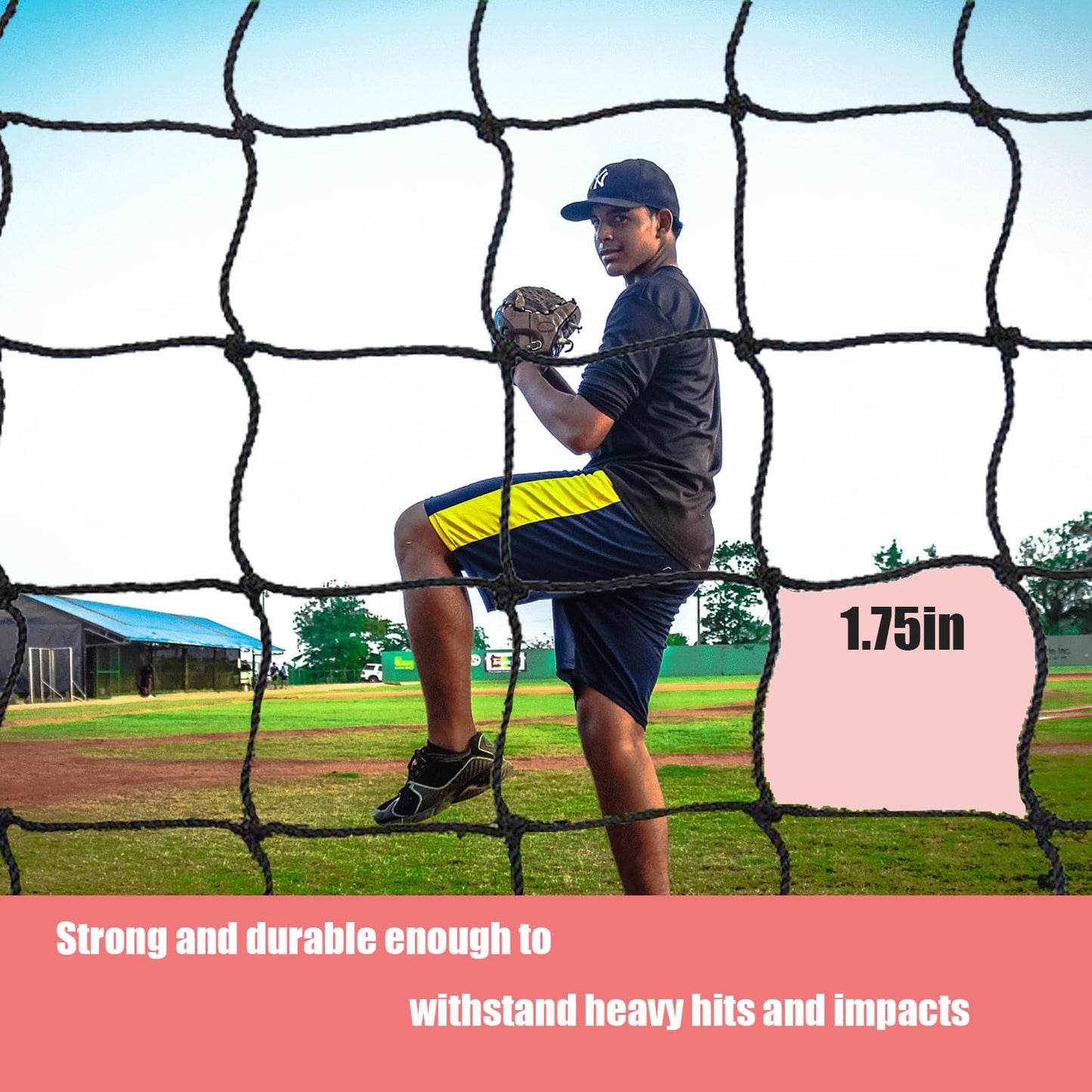 Surecha Batting Cage Net Repair Kit 6' x 7' Baseball Softball Backstop Nets #42 HDPE (60PLY) Heavy Duty with Twine &Zip Ties for Baseball Batting Cage Netting