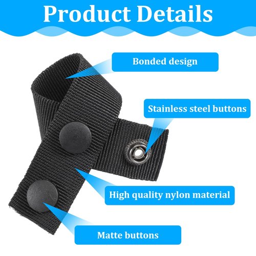 Tweruna 6 PCS Belt Keepers for Duty Belt, Nylon Duty Belt Keepers with Double Snaps, Black Belts Loop Keeper for Police Equipment Tactical Belts Accessories