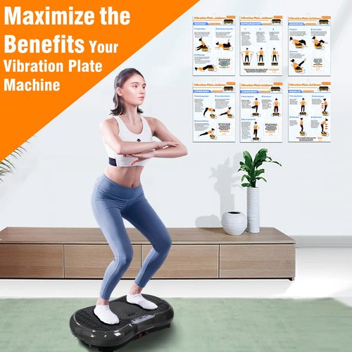 Vibration Plate Exercise Machine Poster - 6 Workout Guidance & 2 Pcs Planner, Comprehensive Whole Body Wave Vibrating Workout Chart