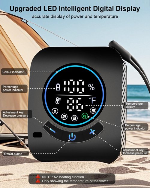AUTOPkio Portable Shower, 8000mAh Rechargeable Camping Shower Pump with 5 Speed Modes, LED Display, IPX8 Waterproof, 10 L/min Electric Outdoor Shower Kit for Travel, Car, RV, Hiking, Beach, Pet