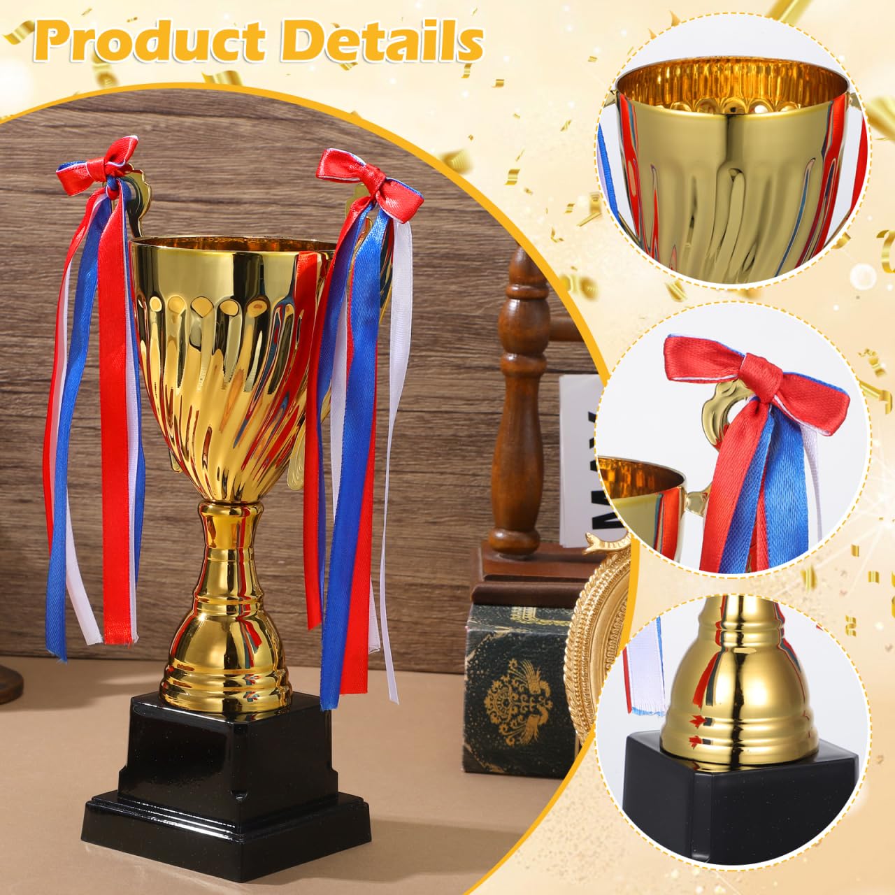NUOBESTY Trophy Cup, 9.6Inch Gold Large Trophy Award Trophies for Sports, Competitions, Tournaments, Party Favors for Winners, Game Rewards
