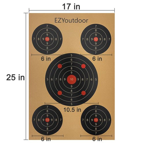 45 Pack Paper Targets - 17 x 25 Inch Multiple Aiming Zones - 4 Clips Included - Perfect for Indoor and Outdoor Range, Airsoft, Pellet Gun, Rifle, Pistol Practice