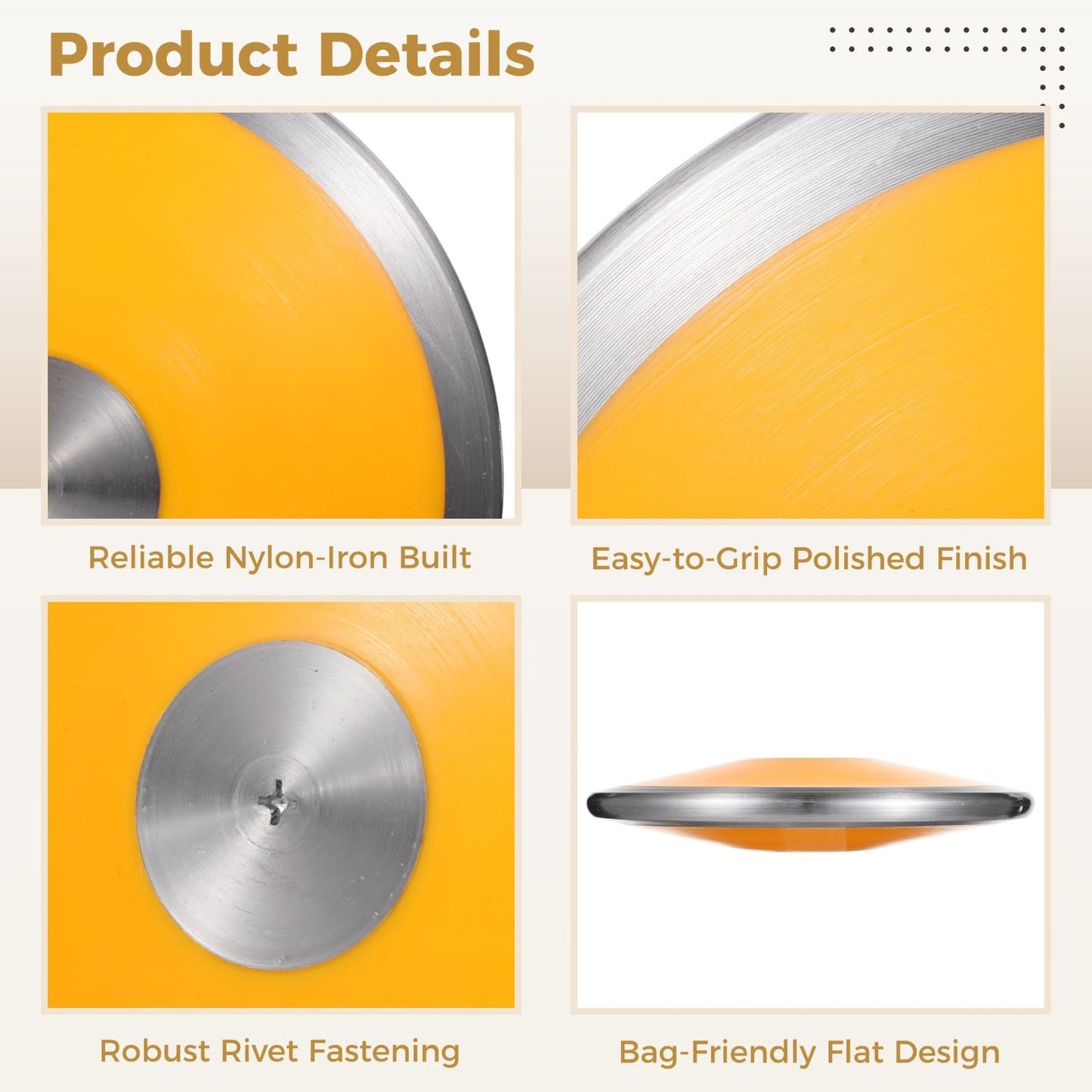 1.0 Kg Sports Training Discus, Track and Field Discus for Women, Nylon-Iron Built, Easy-to-Grip Anti-Slip Finish, Adult Female Sports Practice Discus