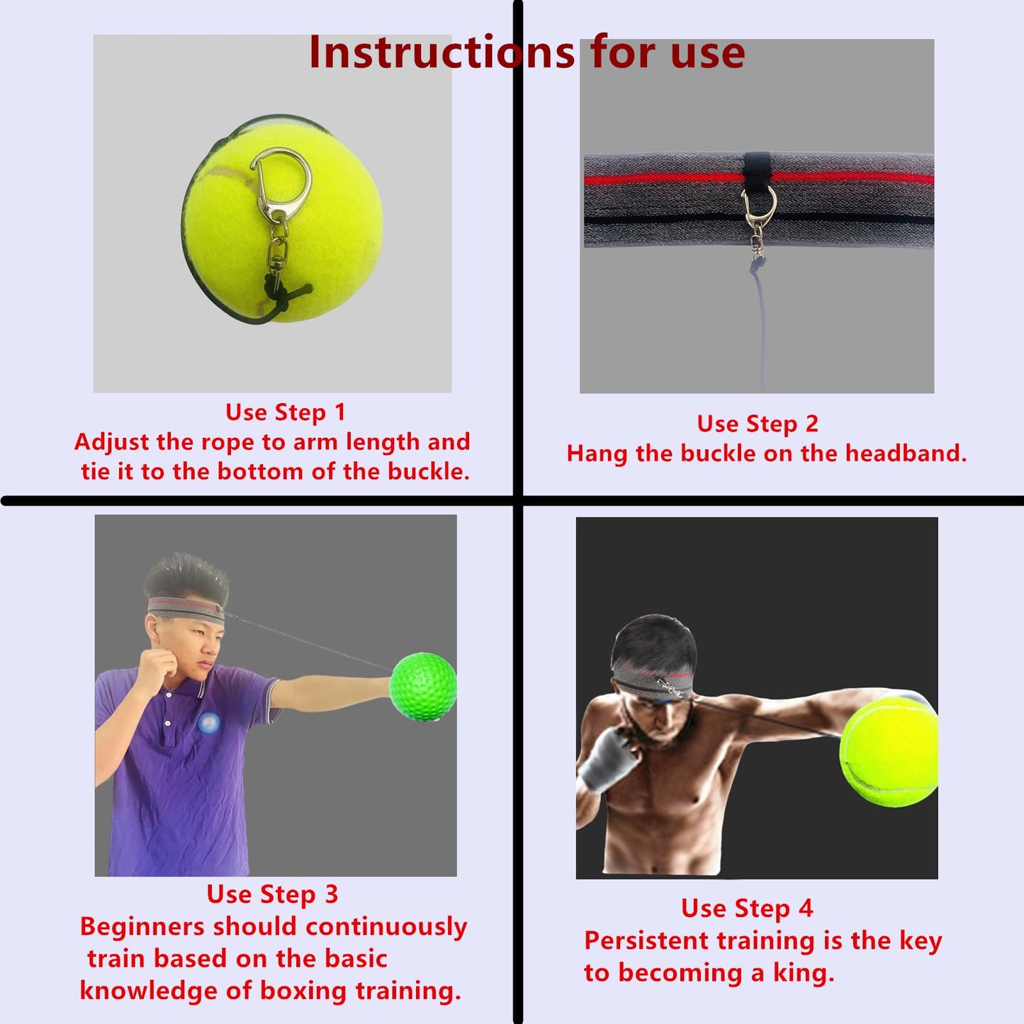 KANGHUANG Boxing Balls Headband Set for MMA Boxing Reaction Training 4 Different Levels Balls+2 Sweat Absorbing Headbands+4 Iron Buckle+4 Spare Lines+2 Spare Needle+2 Gloves for All People