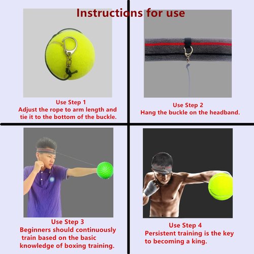 KANGHUANG Boxing Balls Headband Set for MMA Boxing Reaction Training 4 Different Levels Balls+2 Sweat Absorbing Headbands+4 Iron Buckle+4 Spare Lines+2 Spare Needle+2 Gloves for All People