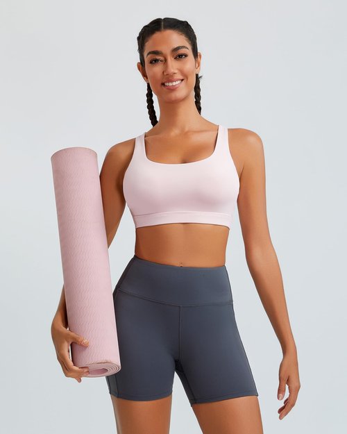 RUNNING GIRL High Impact Sports Bras for Women, Racerback Adjustable Straps Sports Bras for Women with Sewn in Pads_WX3106_Pink_L