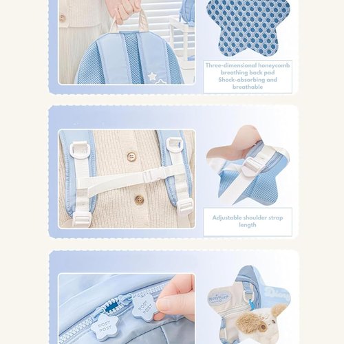 EARFORU Rosy Posy Backpack, Rosyposy Soft Setting Cream Star Drawstring Backpack, Comfortable, Large Capacity, Durable Waterproof (Sky Blue)