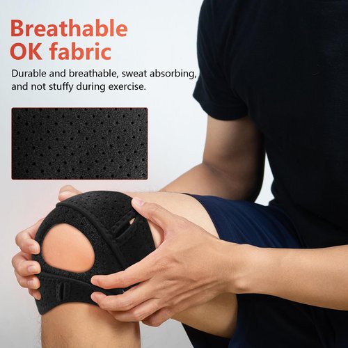 Knee Brace, Patellar Pad Realign Knee Joint While You Move for Women Men, Adjustable Patellar Tendon Support Sleeves, for Meniscus, Orthopedic Surgery and Knee Support for Athletes (Gray, Large)