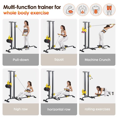 SogesPower LAT Pull Down Machine for Home Gym,Heavy Duty Cable LAT Pull Down & Seated Row Workout Station with Adjustable Resistance, High Pulley System for Back, Shoulder & Arm Exercises