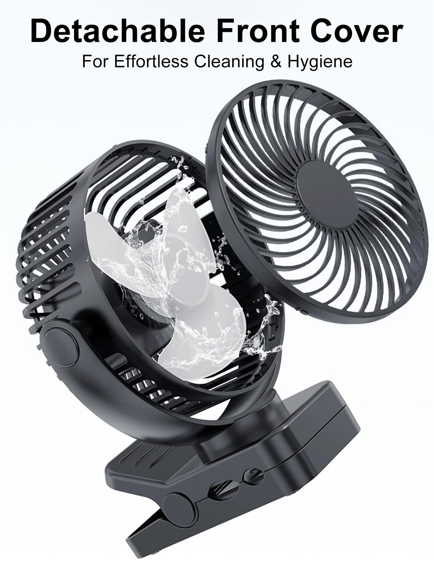 2-Pack Magnetic Clip on Fan for Golf Cart, 12000mAH Battery Operated Portable Fan with 3 Speeds, LED Lantern, Magnetic Base, Suitable for EZGO Club Car Yamaha, Golf Cart & Cruise Ship Accessories