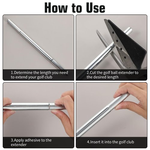 Alrhso Golf Shaft Extension, 0.58" Silver Golf Club Extensions Steel Shaft Golfs Repair and Replacement of Equipment Accessories
