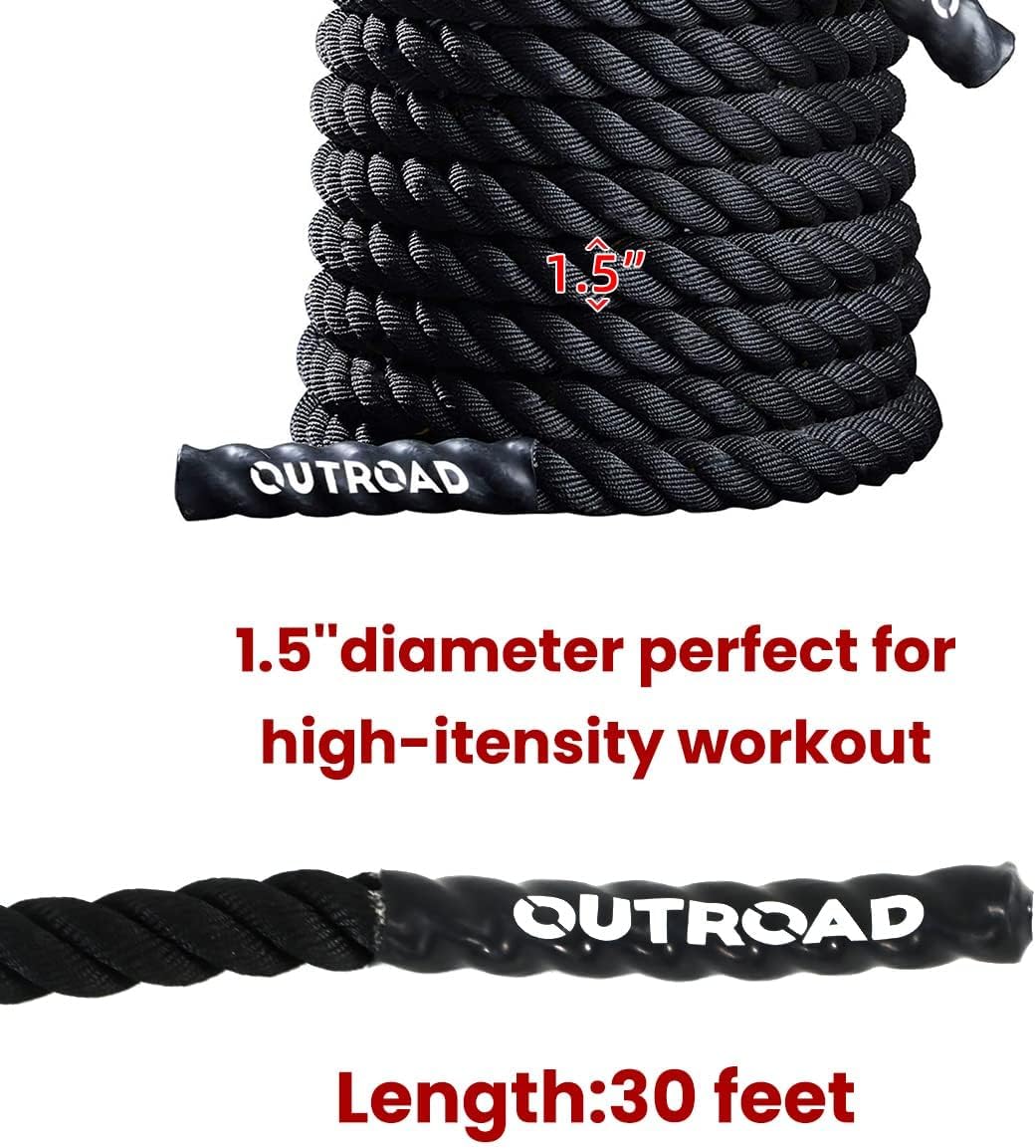 1.5" Diameter 30ft Battle Rope Battle Ropes for Exercise Workout Rope Exercise Rope Battle Ropes for Home Gym Heavy Ropes for Exercise Training Ropes for Working Out