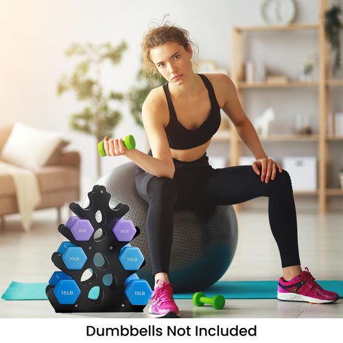 Dumbbell Rack Stand, (Dumbbells Not Included) with Protective Edge Rubber Covers for Home Gym, Compact A-Frame Design Weight Rack with Handle