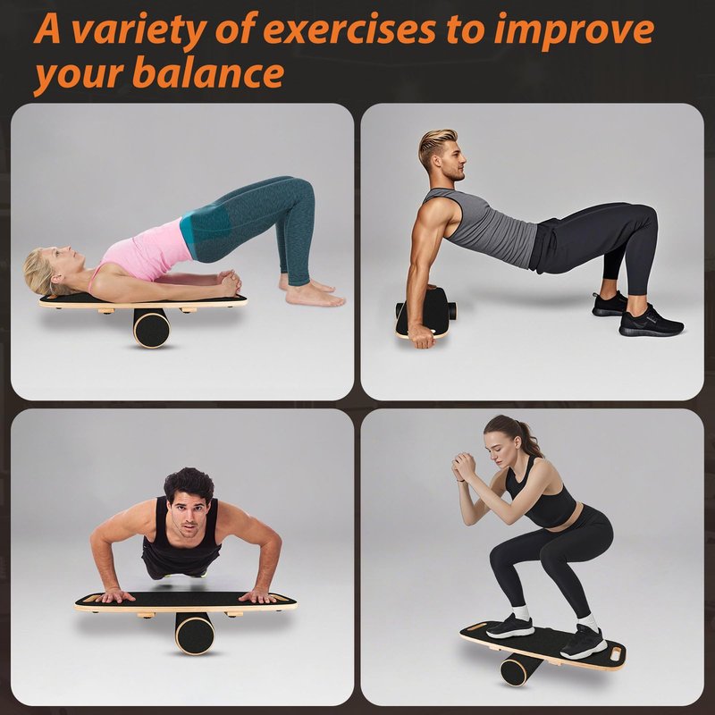 Balance Board for Adults | Wobble Board with Adjustable Stoppers - 3 Different Distance Options | Wooden Balance Boards for Improve Balance, Surf Trainer & Physical Therapy