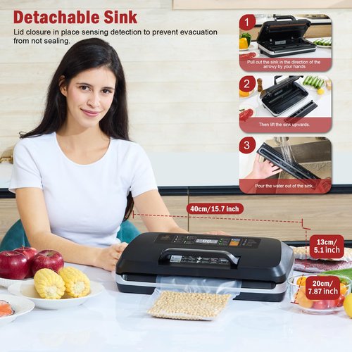 95kpa Vacuum Sealer Machine,Commercial Fully Automatic Food Sealer,10-in-1 Functions & Powerful Sealing System with Double Heat Seal