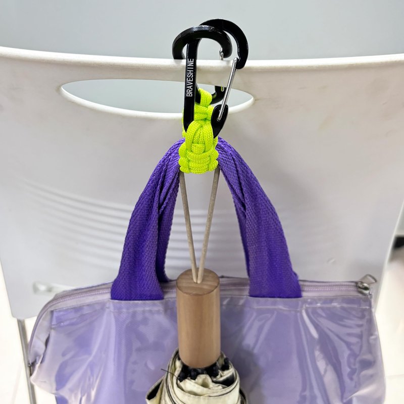 BRAVESHINE Carabiner Keychain Hook with Paracord Strap - 1 Purple 1 Green D Ring Key Clips Para Cord Lanyard Hanger Stroller Hooks for Water Bottle, Belt Loop Keys, Backpacks, Boys, Girls, Men, Women