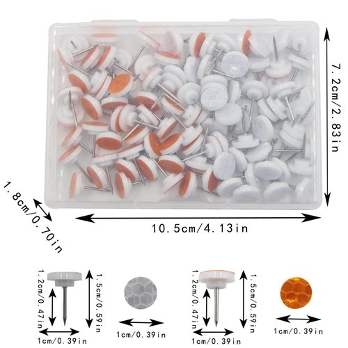 RGYBAO 100 Pcs Reflective Thumb Tacks Reflective Tacks Trail Marking Tacks Reflective Trail Tacks Trail Markers Glow Tacks