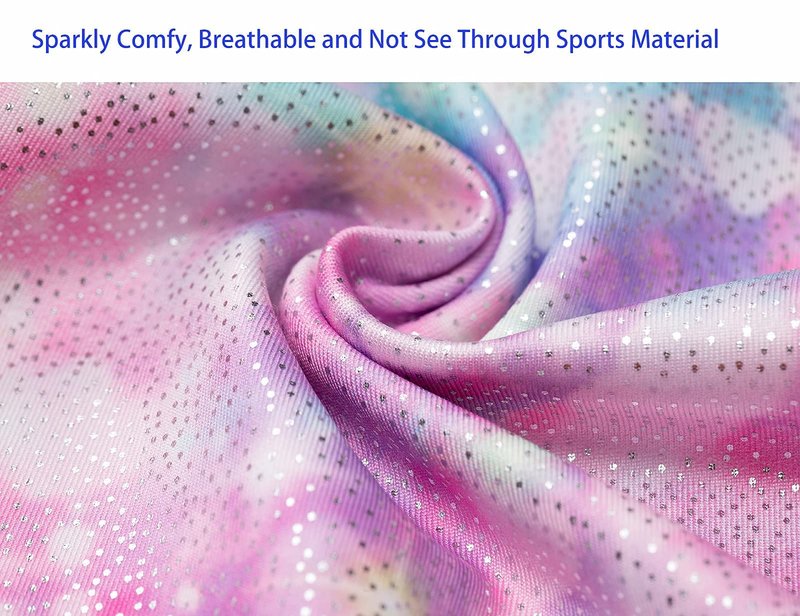 Domusgo Gymnastics Leotards for Girls Size 5-6 Years Old One Piece Sparkly Pink Rainbow Love Sleeveless Bodysuits
