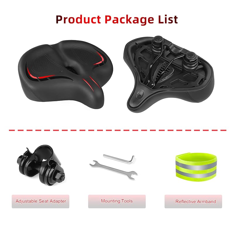 Oversized Bike Seat Cushion for Peloton, Extra Wide - Replacement Saddle (Variation: Oversized Seat Red)