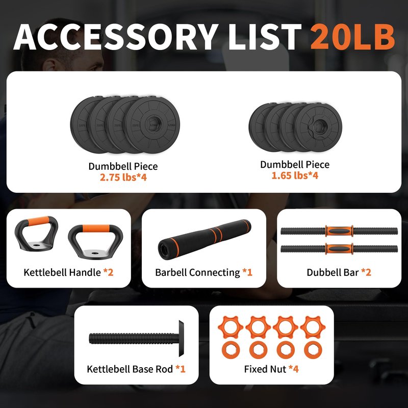 VTORY Adjustable Weights Dumbbell Set, 20/70/90lbs Free Weights Set with Connector, 4 in1 Dumbbells Set Used as Barbell, Kettlebells, Push up Stand, Weight Set for Home Gym Suitable Men/Women, 70lb