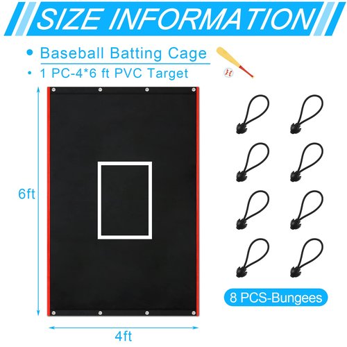 Lewtemi 4 x 6 ft Vinyl Backstop Heavy Duty Batting Cage Backstop Baseball Batting Cage Backdrop and Net Saver for Baseball Softball Hitting Pitching