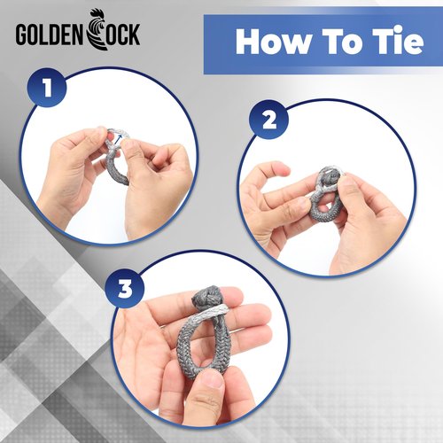 GOLDEN COCK 1/6" x 5.5" (4mm x 140mm) UHMWPE Dyneema Soft Shackles - Soft Connector 2205 LBS Breaking Strength, Marine Rigging Soft Shackle for Sailing Boating Yacht