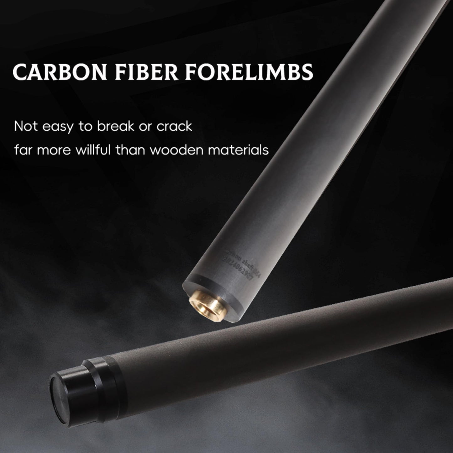 100% Carbon Fiber Black Technology Shaft of Pool Cue Front Part for Billiard Play/Break/Snooker Cue Shaft with Foam (Radial Pin, 9.5 * 21.4 * 745)