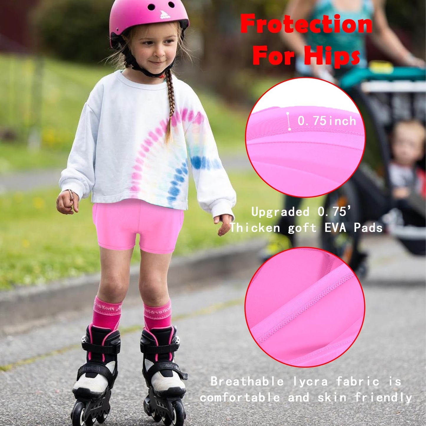 Kids Butt & Hip Padded Shorts for Skating,Youth Hip Protection Pads Figure Skating Shorts Crash Butt Pads for Tailbone & Butt (Pink, XX-Small)