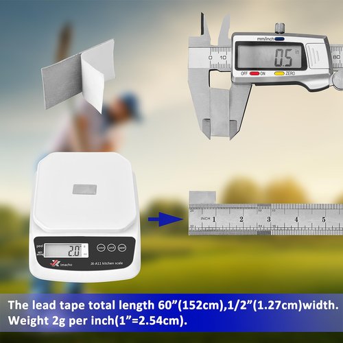 TANGXIA Golf Lead Tape 1/2" x 60", 2 Grams Per Inch High Density, Add Swing Weight Self-Adhesion for Golf Fishing Tennis Racket Pickleball Paddle