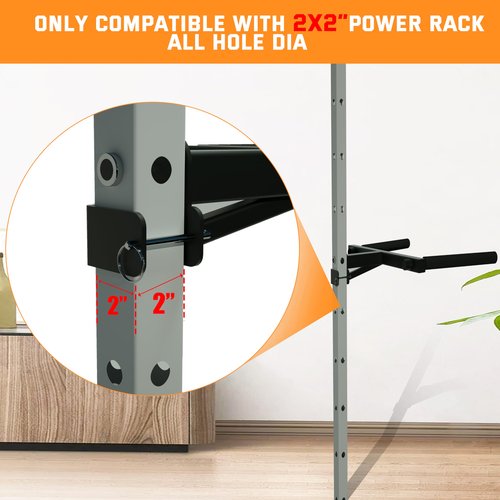 Upgraded-Dip Bar Attachment for 2"x2" Squat Rack, Heavy Duty Power Rack Attachment with 5/8" or 1" Hole, Weight Rack Accessories for Strength Training, Chest, Triceps & Shoulder Workouts, Support 800 LBS