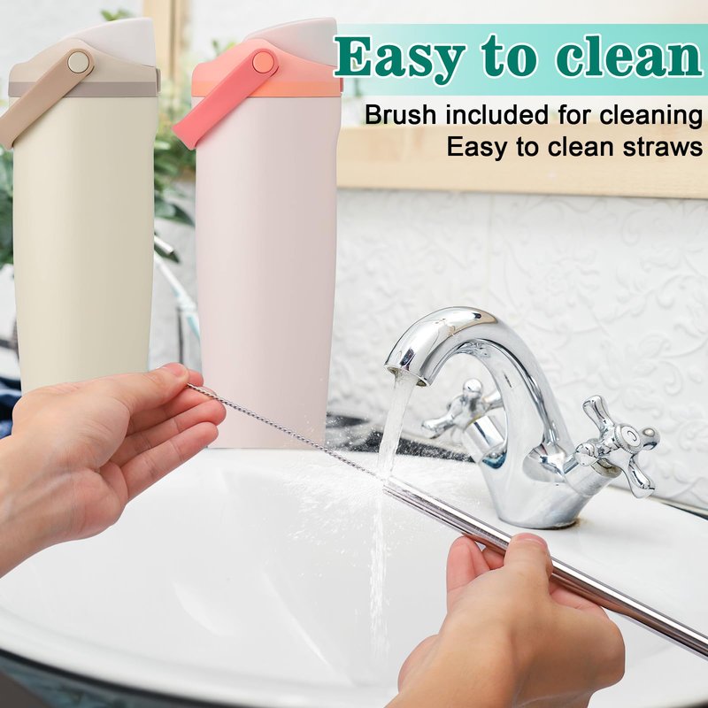 Mity rain 8PCS Metal Straw for Owala FreeSip Sway 30oz Water Bottle -Stainless Steel Straws for Owala Water Bottle (Stainless Steel)