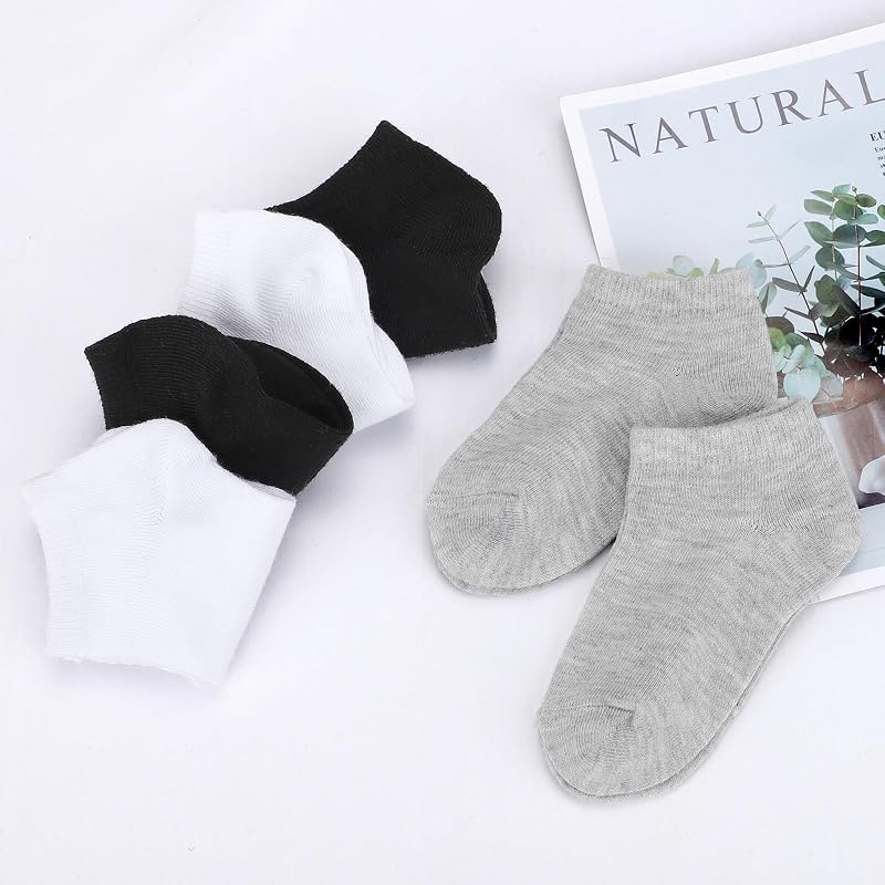 Auranso 12 Pairs Boys Girls Low Cut Ankle Socks – 9-12 Years Black
