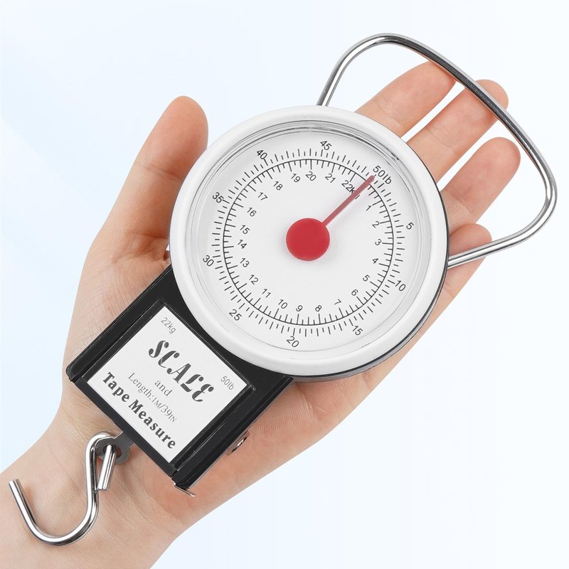 Mechanical Hanging Scale Multi-Purpose Portable Spring Dial Weight Scale with Tape Measure for Fishing Kitchen Farms