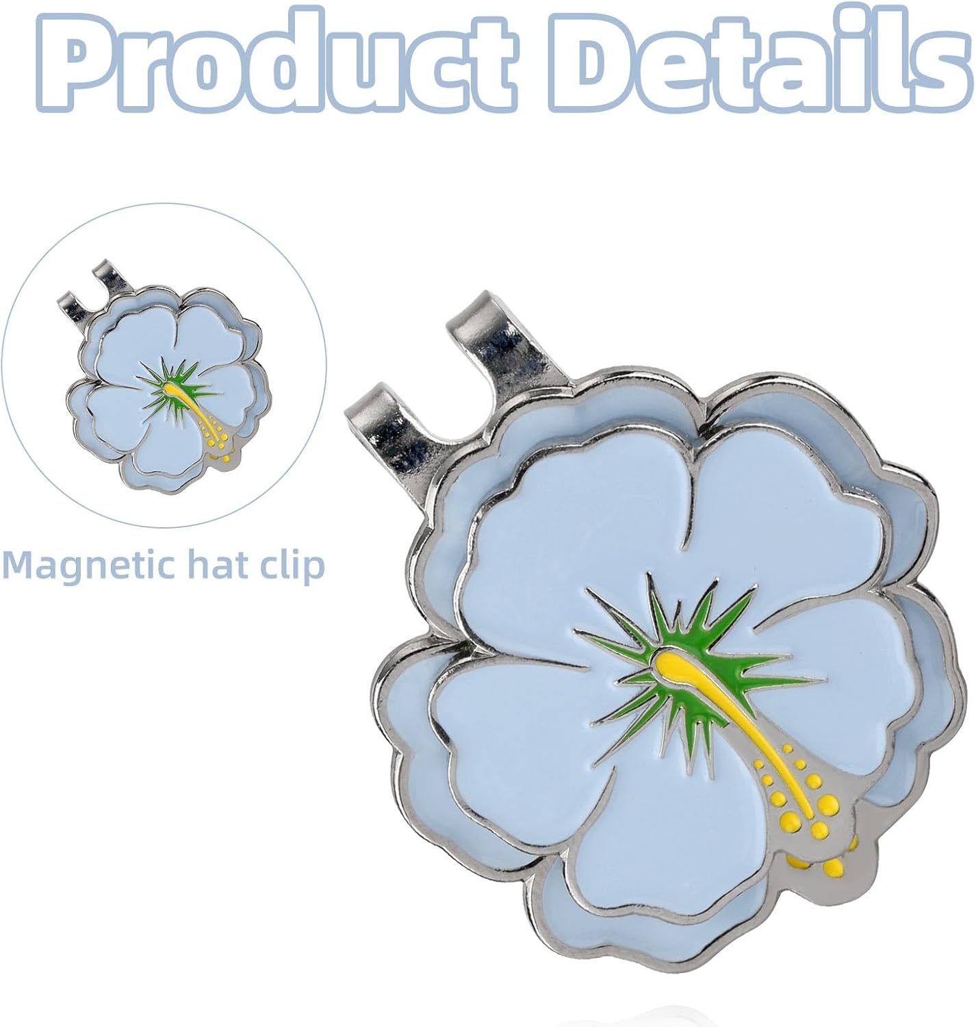 2pcs Magnetic Golf Ball Marker with Hat Clip, Flower Shape Golf Marker Magnet Set Cap Hat or Visor Clip Sports Bag Accessories for Women Men Golfer Friends Gift