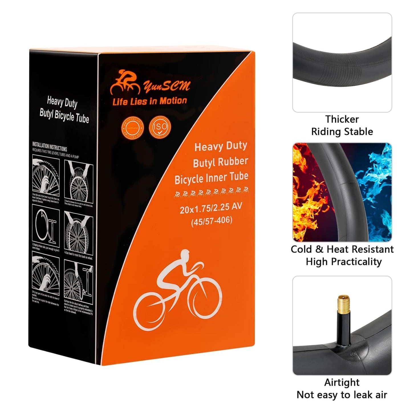 2-PCS 20" Heavy Duty Bike Tubes 20X1.75/1.95/2.125/2.25 Schrader Valve (45/57-406) 20" Bicycle Tubes Compatible with 20 X 1.75 20 X 1.95 20X2.0 20 X 2.125 20X2.20 20X2.25 Bike Tire Tubes