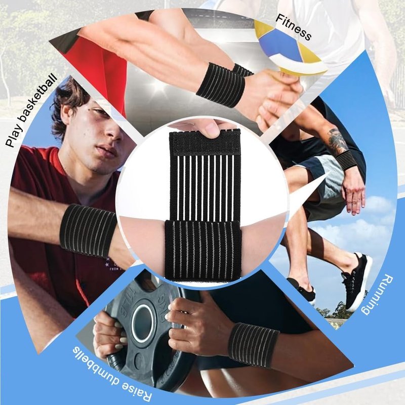 Compression Wrist Wraps, High-Elastic Wrist Bands Support for Men & Women, Breathable Elastic Brace for Sports, Pain Relief, & Injury Recovery for Weightlifting, Gym, Tendonitis & Carpal Tunnel (2 Pack)