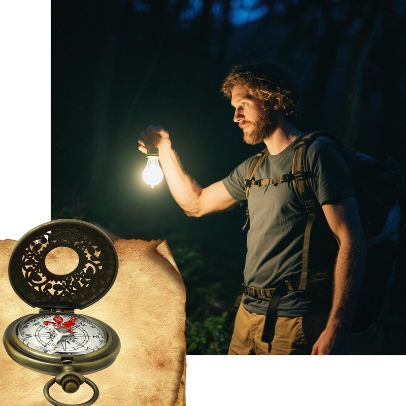 Antique Brass Compass - Waterproof Survival Compass for Hiking & Camping, Vintage Military Gift with Keychain (Kids & Outdoor)