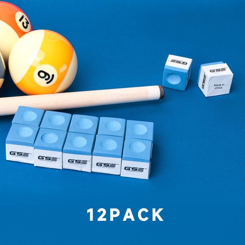GSE Games & Sports Expert 12-Pack Billiard/Pool Cue Chalks, Billiard Pool Table Accessories for Home/Tournament Use (Blue)