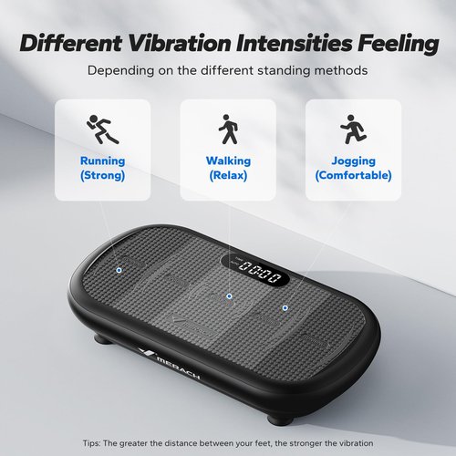 MERACH Vibration Plate Exercise Machine, Vibration Plate 440 Lbs Capacity, Bluetooth and Silicone Pedal, Stimulate Deep Fat, Vibration Plate for Lymphatic Drainage, Vibrating for Weight Loss(Black)